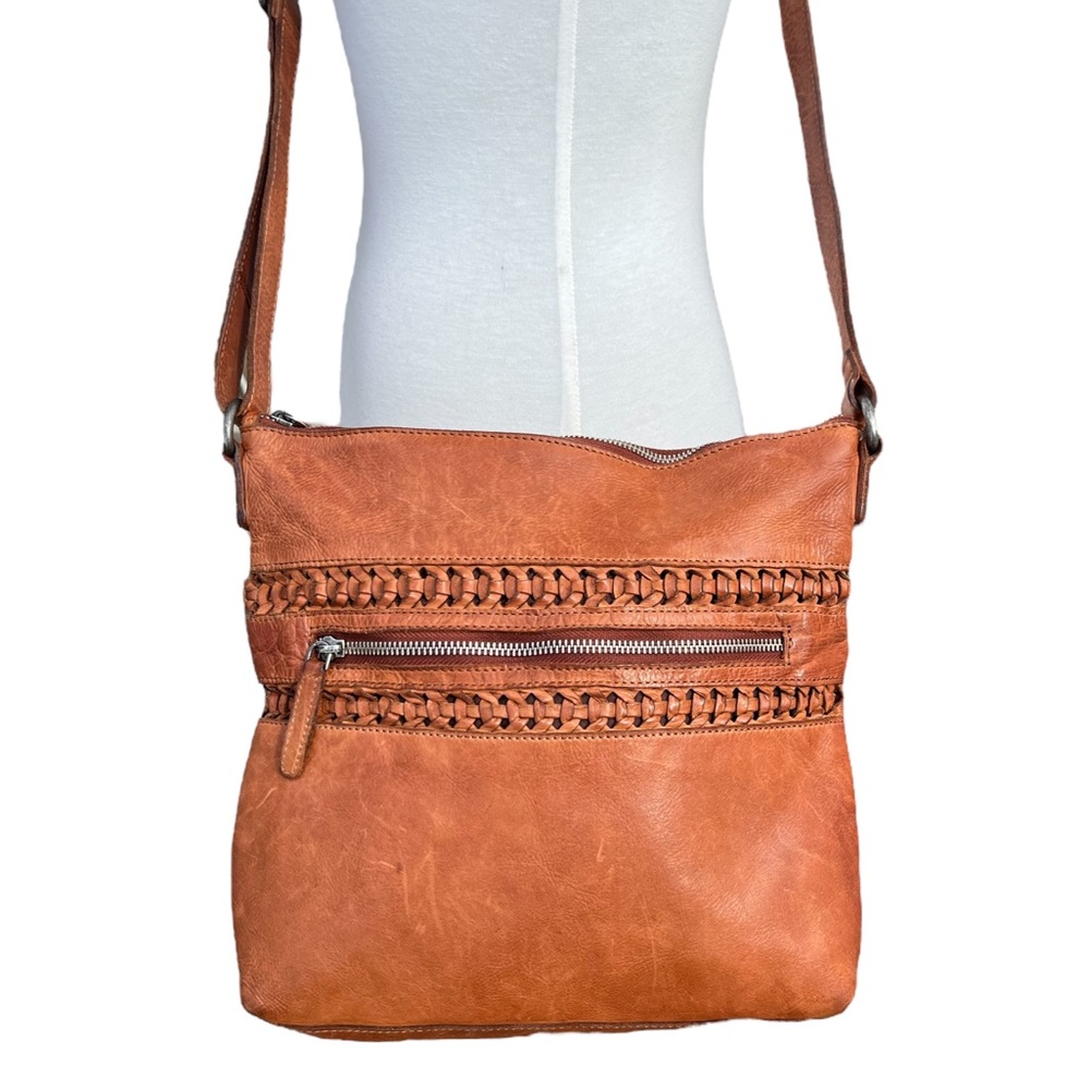Vilenca Holland Woven Leather Adjustable Shoulder Bag/Crossbody Patina Leather